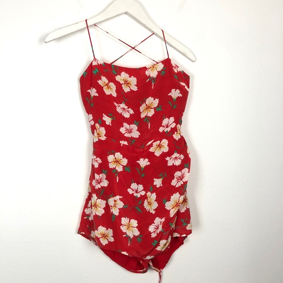 Majorelle Leticia red floral criss cross romper - Picture 5 of 10